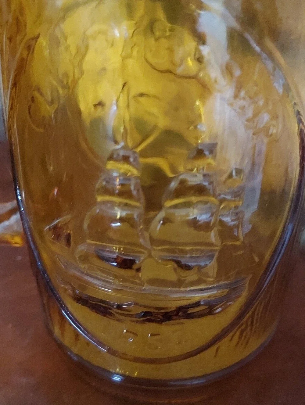 Amber Stein Mug Clipper Ship Whaling Sailing Mayflower Plymouth Rock America